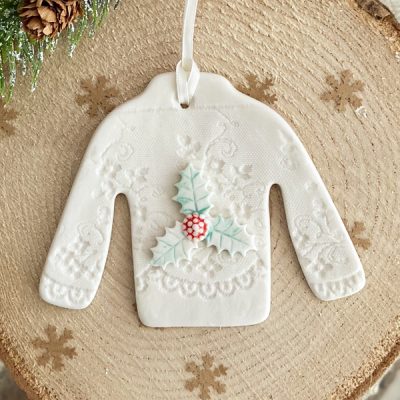 Christmas jumper decoration, holly