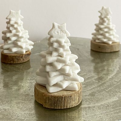 Mini Christmas tree with wooden base