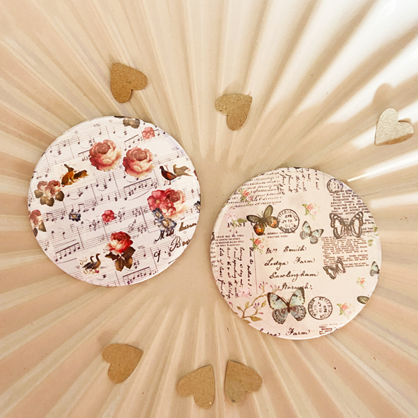 Pocket mirror, set of two hare, duck and butterfly pattern