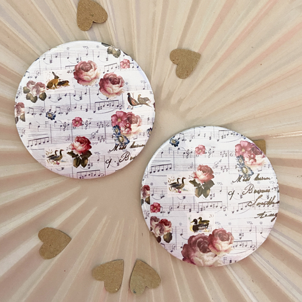 Pocket mirror, set of two hare, duck and bird pattern