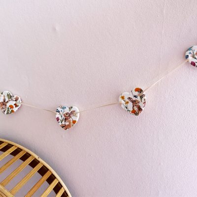 Heart bunting with rabbit pattern