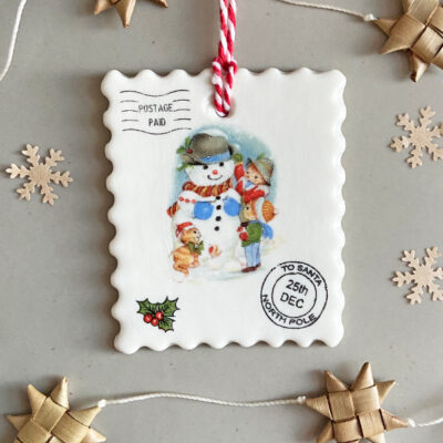 Christmas stamp decoration, Our snowman