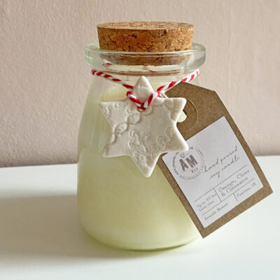 Pudding bottle candle, Orange, clove and cinnamon
